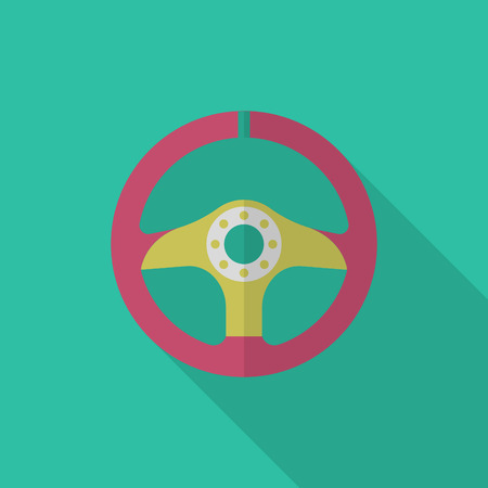 Racing Steering wheel helmets icon, Vector flat long shadow design. Racing concept.のイラスト素材