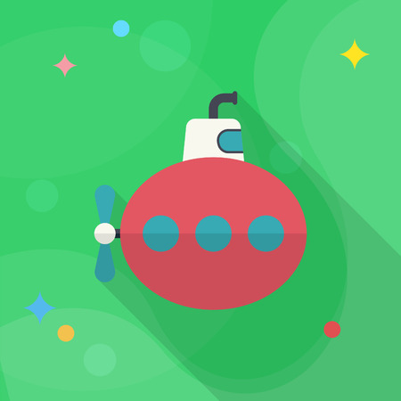 Submarine icon, Vector flat long shadow design. Transport concept.のイラスト素材