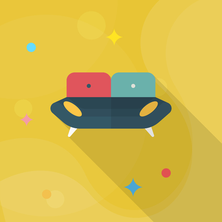 Sofa icon , Vector flat long shadow design.のイラスト素材