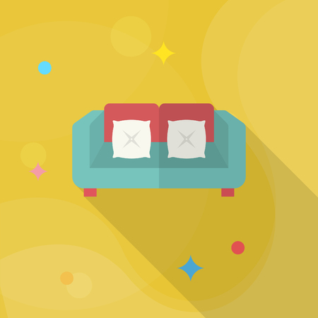Sofa icon , Vector flat long shadow design.のイラスト素材