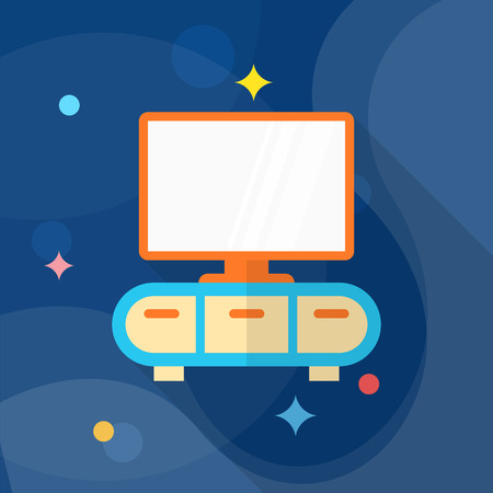 TV cabinet icon , Vector flat long shadow design.のイラスト素材