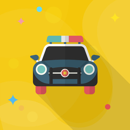 Police car icon, Vector flat long shadow design.のイラスト素材