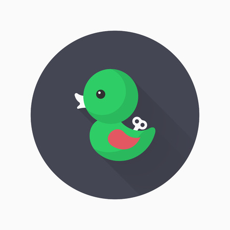 Duck toy icon , Vector flat long shadow design. Children's toys concept.のイラスト素材