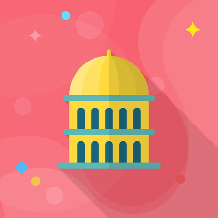 capitol icon , Vector flat long shadow design.のイラスト素材