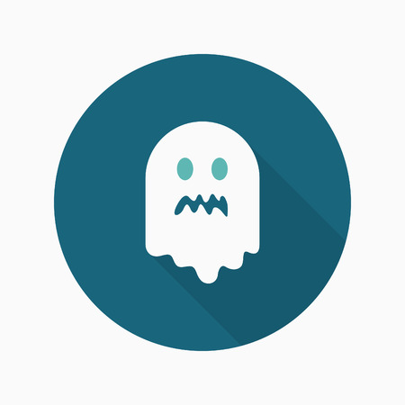 Halloween ghost icon, Vector flat long shadow design. Halloween concept.のイラスト素材