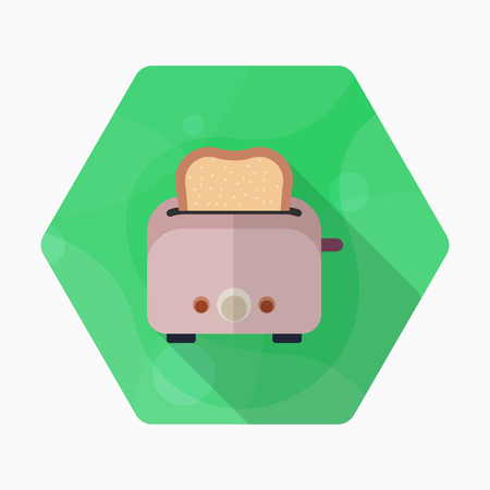 Kitchenware grill toaster flat  icon with long shadow,circle,eps10,interface,buttonのイラスト素材