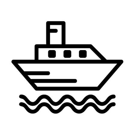 Logo or symbol of ferry boat icon with black line styleのイラスト素材