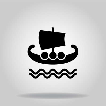 Logo or symbol of viking boat icon with black fill styleのイラスト素材