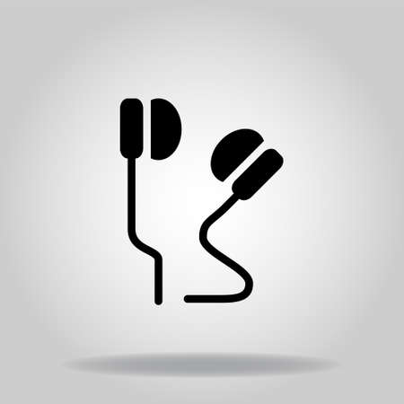 Logo or symbol of earphone icon with black fill styleのイラスト素材