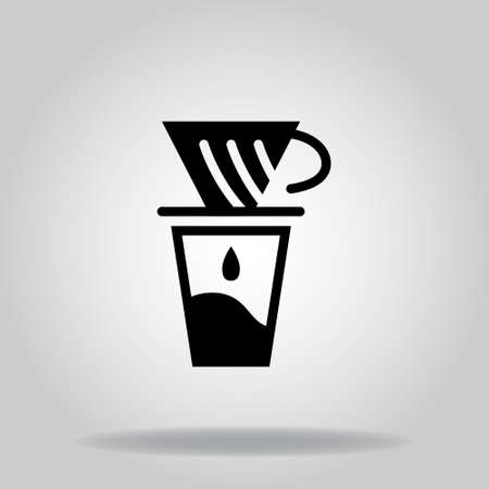 Logo or symbol of coffe maker v60 icon with twotone blue color styleのイラスト素材