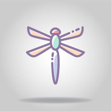 Logo or symbol of dragonfly icon with  pastel color or flat styleのイラスト素材