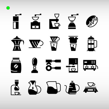 coffee icon set in black or glyph style, unique design, expanded stroke, and editable vector with any color or size what you likeのイラスト素材