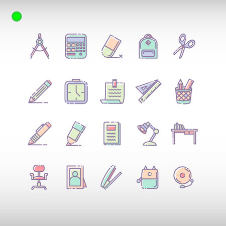 office icon set in flat color style, unique design, expanded stroke, and editable vector with any color or size what you likeのイラスト素材