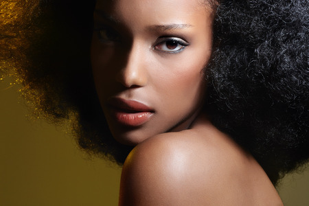Beautiful dark model closeup.の写真素材