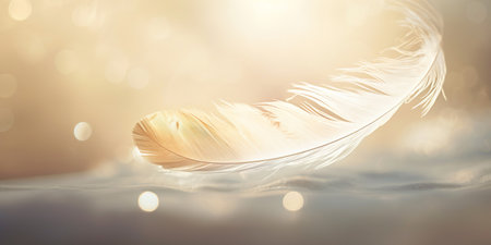 Soft yellow feather with abstract patterns. A symbol of lightness and beauty.の素材