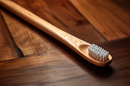 Innovative organic wooden toothbrush for a sustainable routine.の素材