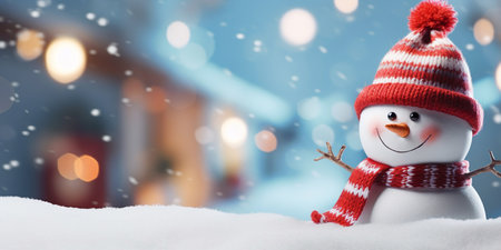 Join the festivities with a snowman illustration that adds merriment to the winter celebration. Its cheerful design brings out the holiday happiness.の素材