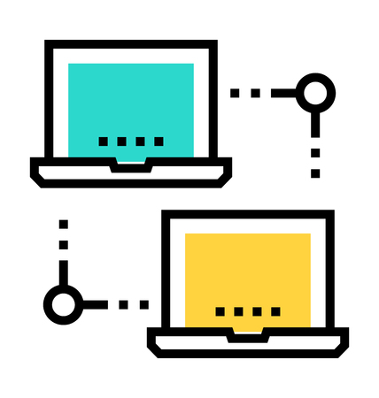 Communication between two computers, vector illustration.のイラスト素材