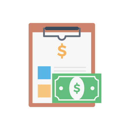 invoice vector flat color iconのイラスト素材
