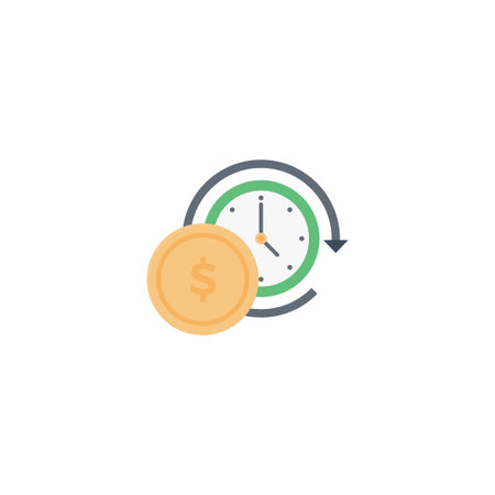 dollar time vector flat colour iconのイラスト素材