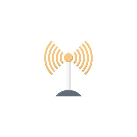tower signal vector flat colour iconのイラスト素材