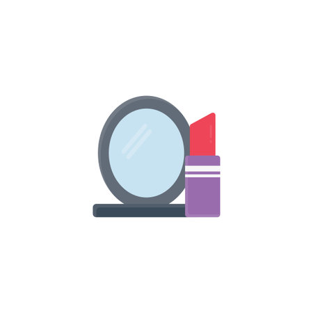 lipstick mirror vector flat colour iconのイラスト素材