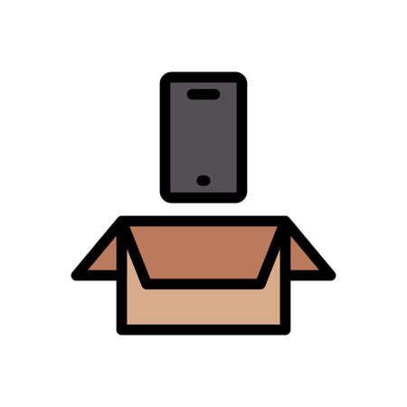 box vector color line iconのイラスト素材