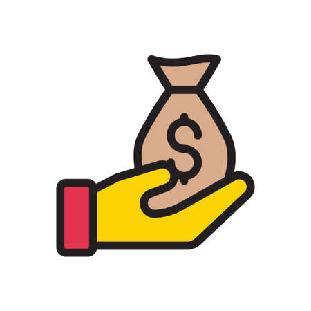 dollar vector color line iconのイラスト素材