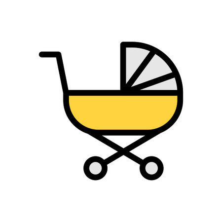 pram vector line colour iconのイラスト素材