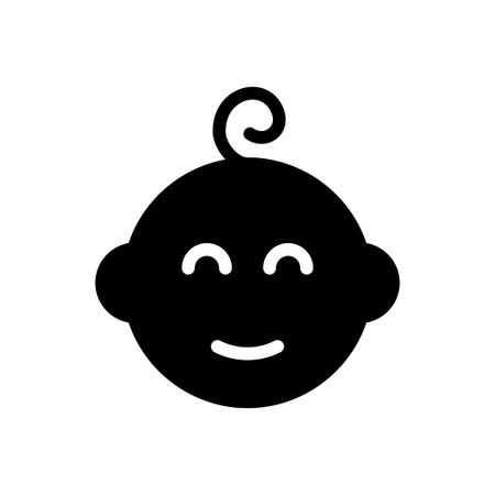 child face vector glyph flat iconのイラスト素材