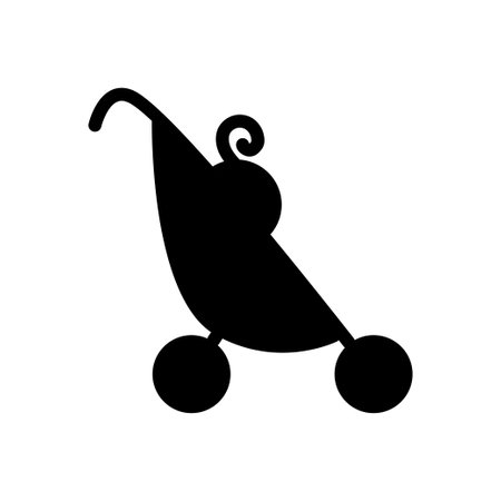 baby pram vector glyph flat iconのイラスト素材
