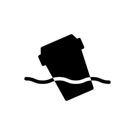 plastic cup sea vector glyph flat iconのイラスト素材