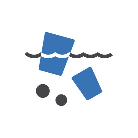plastic glass sea vector glyph colour iconのイラスト素材