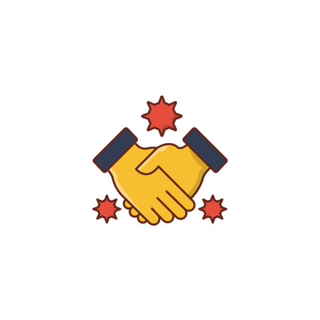 handshake vector flat color iconのイラスト素材