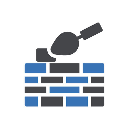 masonry vector glyph colour iconのイラスト素材