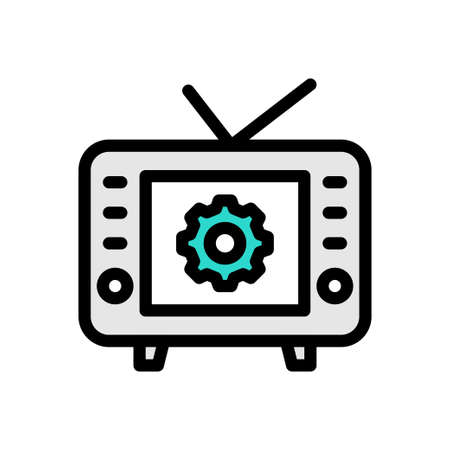television vector colour line iconのイラスト素材