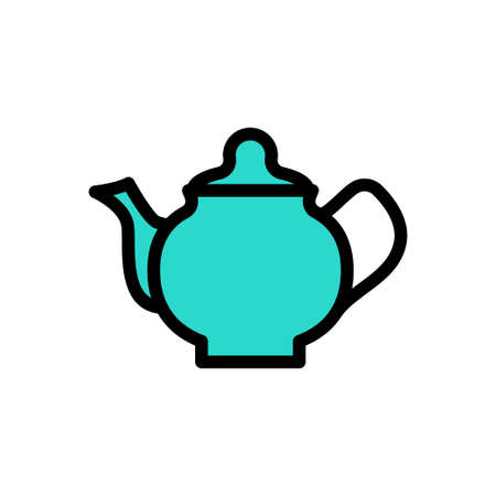 tea kettle vector line colour iconのイラスト素材