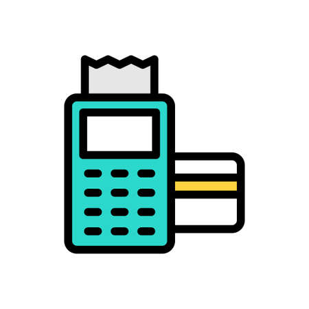 pay machine vector line colour icon