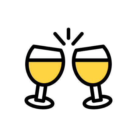 champagne vector line colour iconのイラスト素材