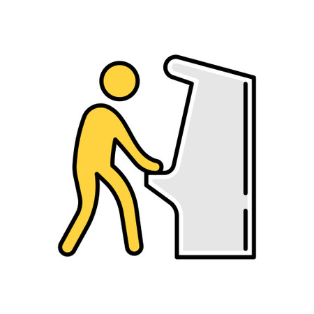 user game playing vector line colour iconのイラスト素材