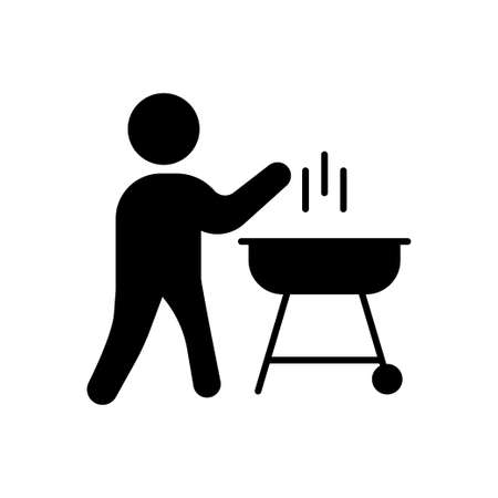 man grilled vector glyph flat iconのイラスト素材