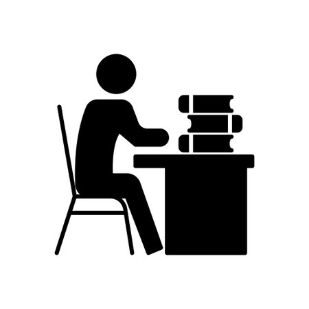 studying vector glyph flat iconのイラスト素材