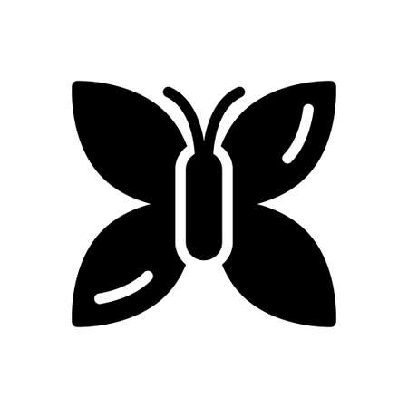 moth vector glyph flat iconのイラスト素材