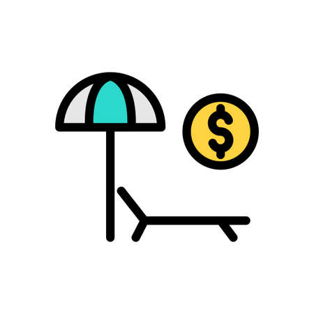 beach vector line colour iconのイラスト素材