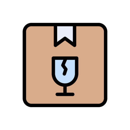 fragile vector color line iconのイラスト素材