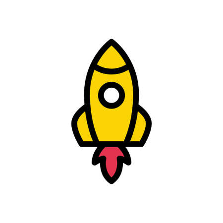 rocket vector colour line iconのイラスト素材