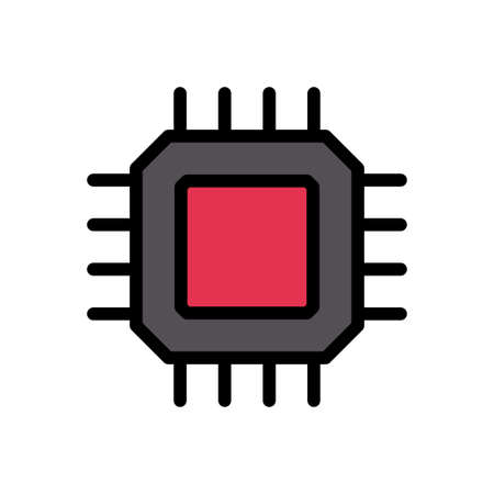 processor vector colour line iconのイラスト素材
