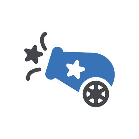 cannon vector glyph color iconのイラスト素材