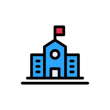 college vector line colour iconのイラスト素材