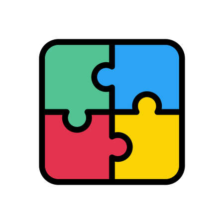puzzle vector line colour iconのイラスト素材
